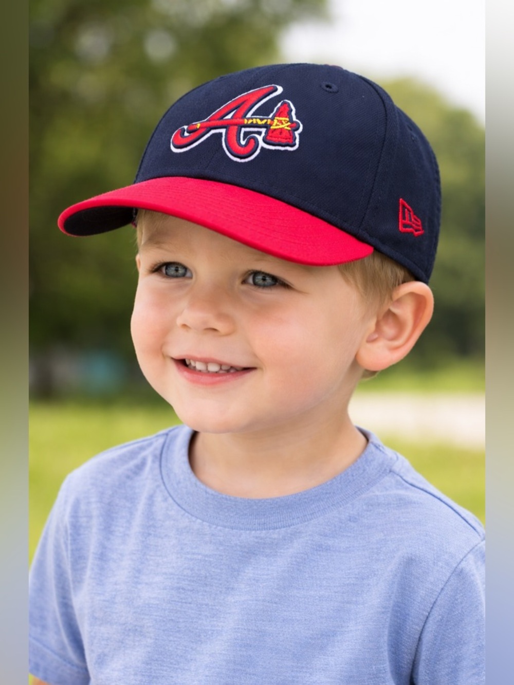 New Era Atlanta Braves Toddler Fitted Hat Navy Red MLB Kids Cap